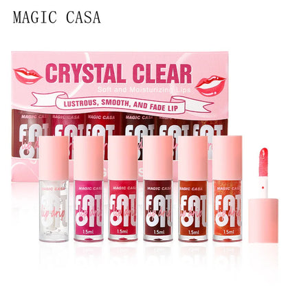 MAGIC CASA 6 pçs/set Gel Hidratante Lip Oil Hidratante de longa duração suave e cintilante Líquido Hidratante Labial