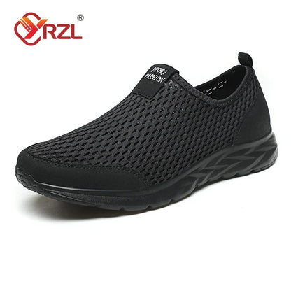 Tênis masculinos YRZL de malha respirável, calçados casuais masculinos, para áreas externas, antiderrapantes, mocassins grandes, leves para caminhada, tênis masculino