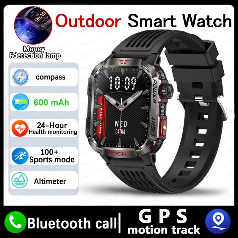 Novo para Huawei Xiaomi Militar GPS Smart Watch Homens Lanterna Bússola À Prova D'Água Esporte Ao Ar Livre Rastreador Bluetooth Chamada Smartwatch