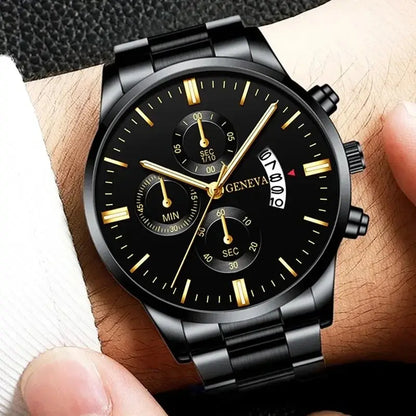 Moda masculina relógio de aço inoxidável calendário de luxo relógio de pulso de quartzo relógios de negócios masculinos para homem relógio montre homme      ♡ DIA DO PAI ♡