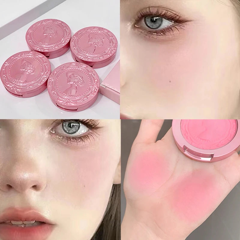 Névoa de alívio tridimensional cor blush natural macio delicado segurar maquiagem baixa saturação feminino blush creme