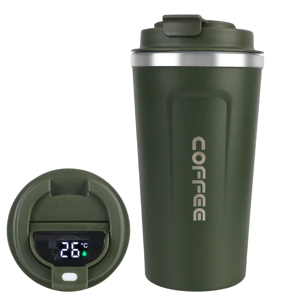 Caneca térmica para carro Thermo Cafe Coffee Mug 380/510ML à prova de vazamentos Copo térmico de viagem para chá, água, café, aço inoxidável duplo