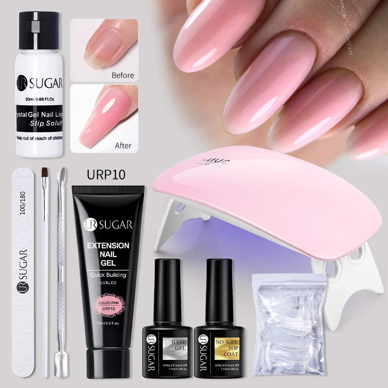 UR SUGAR Acrílico UV Gel Extensão Unhas Gel Kit Nude Glitter Cor Gel Construção Rápida Esmalte Tudo Para Manicure Nail Art Design