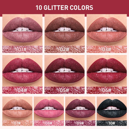 QIBEST À Prova de Água Diamante Brilho Brilho Labial Matte Batom Líquido Brilhante Pérola Lip Glaze Longa Duração LipTint Maquiagem Feminina