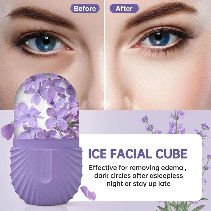 Rolo facial de gelo, cubo de gelo, massagem de beleza, molde de gelo de silicone para inchaço dos olhos, rolo facial, encolher poros