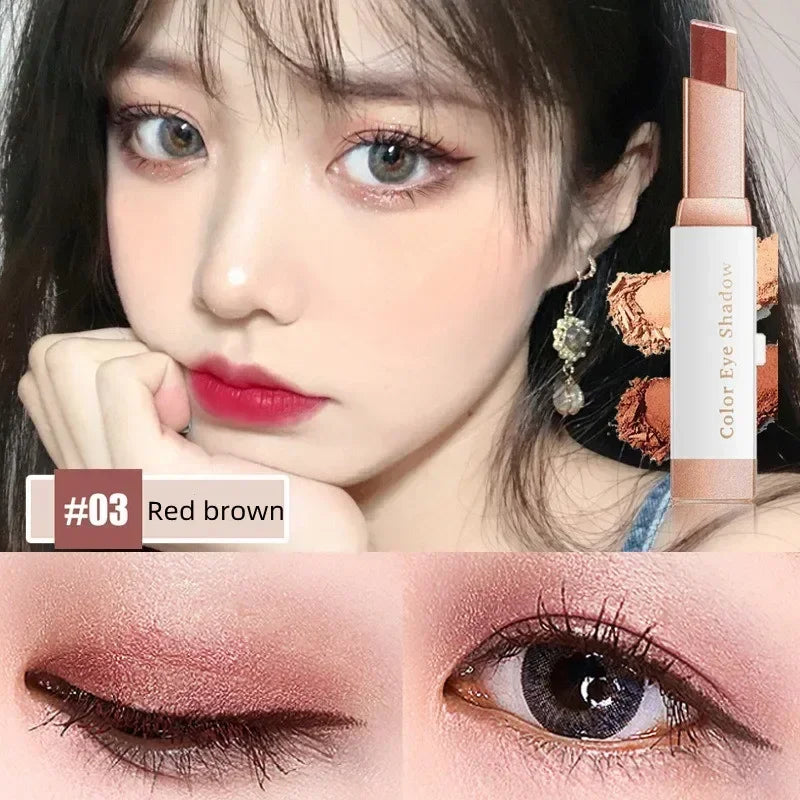 Double Color Eyeshadow Stick Gradient Shimmer Color Eye Shadow Cream Pen Maquiagem de olhos Cosmetic Eyeshadow Stick Korean Makeup