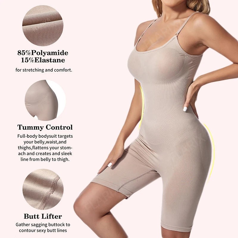 Flarixa Seamless Shapewear Full Body Shaper Quadril e Controle de Barriga Mulheres Confortável Emagrecimento Bodysuit Faja Plus Size Macacões