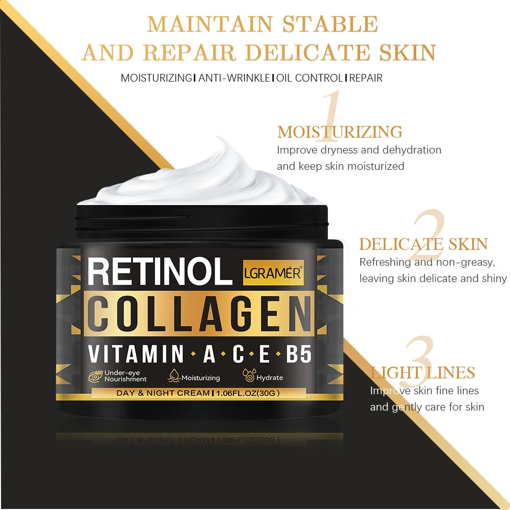 Creme facial de colágeno retinol masculino, hidratante para cuidados com a pele, hidratante, hidratante, rugas suaves, firmador, rosto, cuidados com a pele ♡ DIA DO PAI ♡