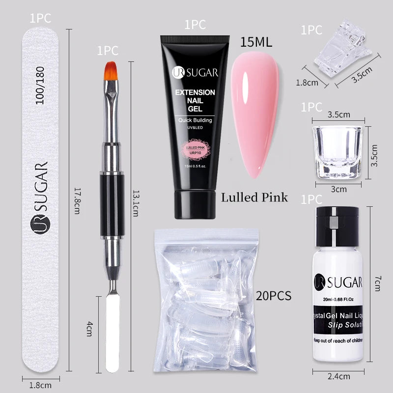 UR SUGAR Acrílico UV Gel Extensão Unhas Gel Kit Nude Glitter Cor Gel Construção Rápida Esmalte Tudo Para Manicure Nail Art Design