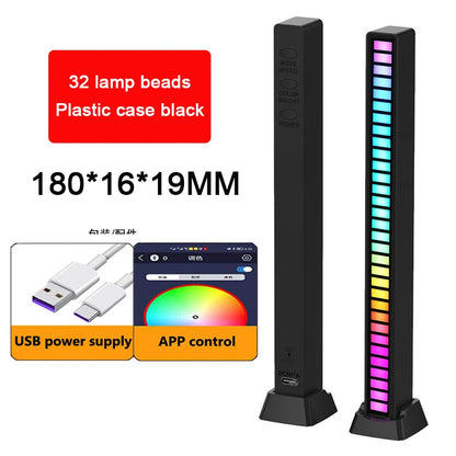 Lâmpada RGB LED Strip Lights Captador de Luz Controle de Som Lâmpada Luz Ambiente Controle de APP Inteligente Ritmo Musical para Jogo Luz de Mesa