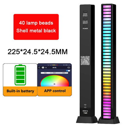 Lâmpada RGB LED Strip Lights Captador de Luz Controle de Som Lâmpada Luz Ambiente Controle de APP Inteligente Ritmo Musical para Jogo Luz de Mesa