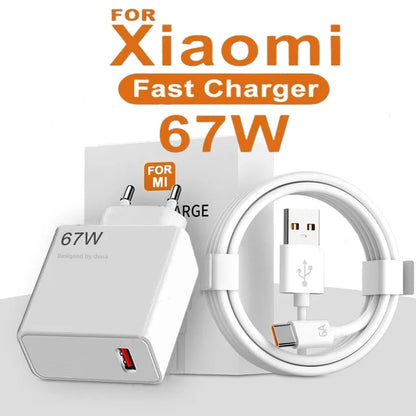 Carregador rápido USB 67W para Xiaomi 14 13 12 11 10 Ultra Redmi Note 12T 13 Pro Turbo Quick Charge Tipo C Cabo de carregamento USB