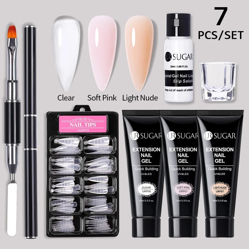 UR SUGAR Acrílico UV Gel Extensão Unhas Gel Kit Nude Glitter Cor Gel Construção Rápida Esmalte Tudo Para Manicure Nail Art Design