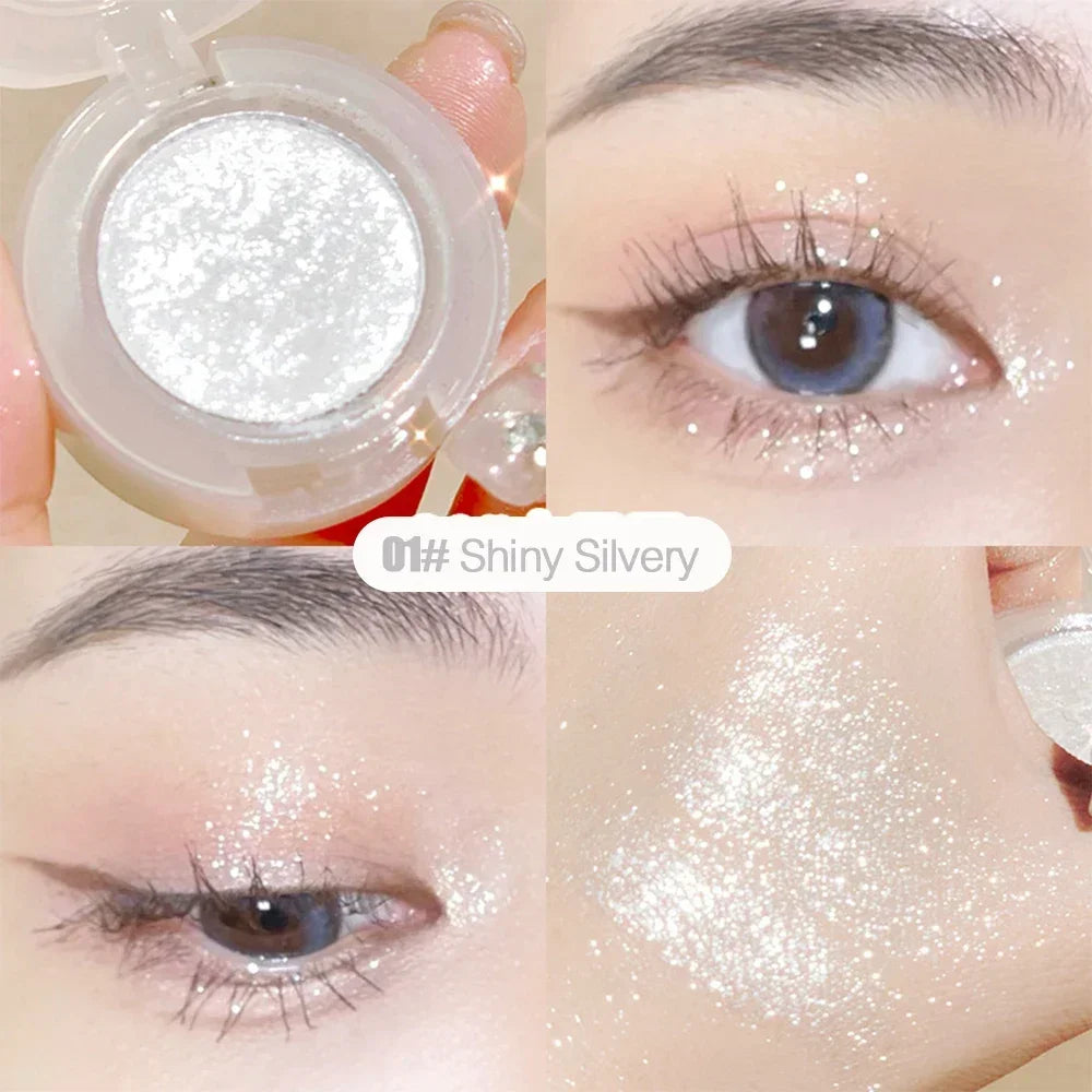 Paleta de sombras monocromáticas com glitter diamante, descoloração, iluminador, lantejoulas, à prova d'água, pigmentos de maquiagem duradoura para os olhos