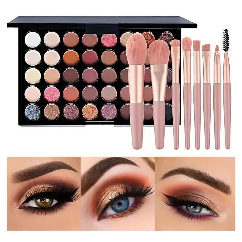 Paleta de sombras com glitter, 40 cores, fosca, à prova de água, longa duração, pó prensado, kit de cosméticos, moda feminina, paleta de maquiagem para os olhos