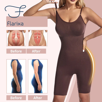 Flarixa Seamless Shapewear Full Body Shaper Quadril e Controle de Barriga Mulheres Confortável Emagrecimento Bodysuit Faja Plus Size Macacões