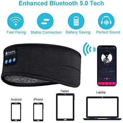 Fones de ouvido sem fio Bluetooth Headband para dormir Fone de ouvido esportivo Música Chapéu com alto-falantes estéreo HD finos Máscara para os olhos