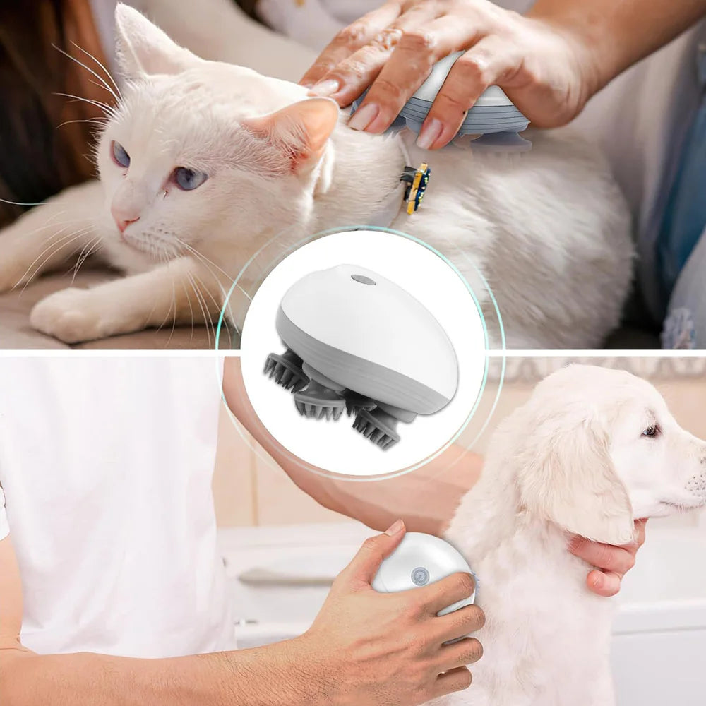 Massageador elétrico de couro cabeludo com 4 cabeças de massagem amassadoras, massageador de tecidos profundos para crescimento capilar, relaxamento e garras de animais de estimação