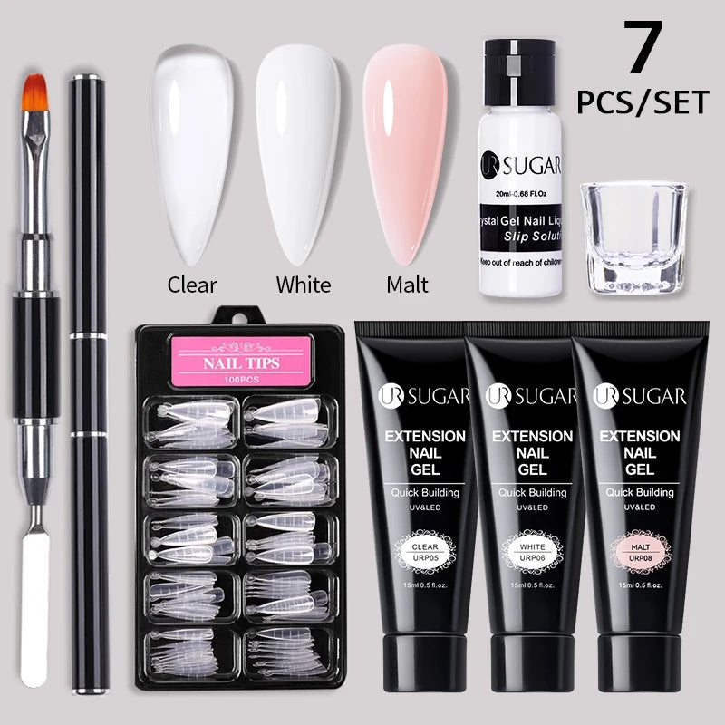 UR SUGAR Acrílico UV Gel Extensão Unhas Gel Kit Nude Glitter Cor Gel Construção Rápida Esmalte Tudo Para Manicure Nail Art Design