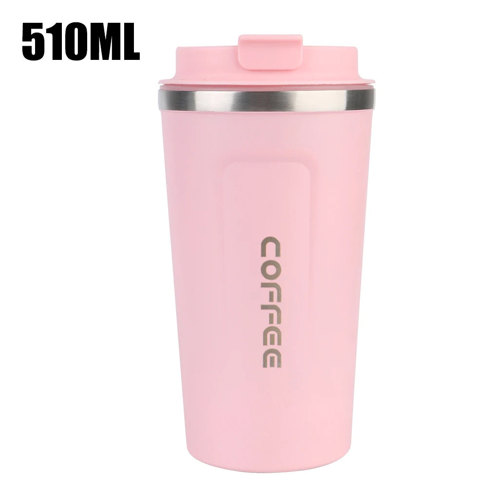 Caneca térmica para carro Thermo Cafe Coffee Mug 380/510ML à prova de vazamentos Copo térmico de viagem para chá, água, café, aço inoxidável duplo