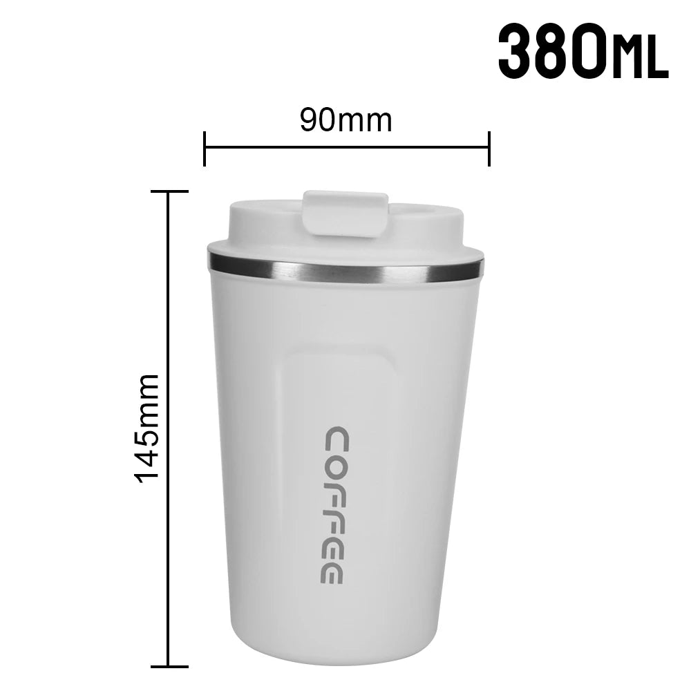 Caneca térmica para carro Thermo Cafe Coffee Mug 380/510ML à prova de vazamentos Copo térmico de viagem para chá, água, café, aço inoxidável duplo