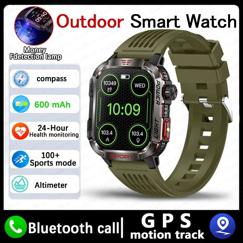 Novo para Huawei Xiaomi Militar GPS Smart Watch Homens Lanterna Bússola À Prova D'Água Esporte Ao Ar Livre Rastreador Bluetooth Chamada Smartwatch