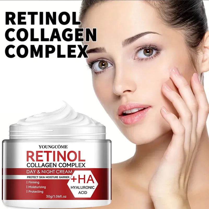 Retinol Colágeno Creme Hidratante para Cuidados Faciais nutre profundamente Adequado para pele seca e áspera, Creme Facial Envelhecido Hidratante