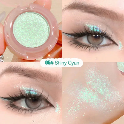 Paleta de sombras monocromáticas com glitter diamante, descoloração, iluminador, lantejoulas, à prova d'água, pigmentos de maquiagem duradoura para os olhos