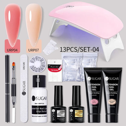 UR SUGAR Acrílico UV Gel Extensão Unhas Gel Kit Nude Glitter Cor Gel Construção Rápida Esmalte Tudo Para Manicure Nail Art Design