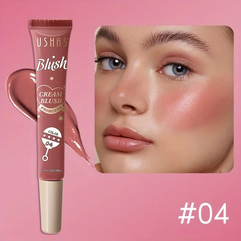 Ushas blush líquido de longa duração, 4 cores, contorno facial, leve, macio, multiuso, creme, blush, à prova de água, bastão de blush facial