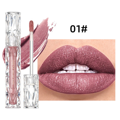 QIBEST À Prova de Água Diamante Brilho Brilho Labial Matte Batom Líquido Brilhante Pérola Lip Glaze Longa Duração LipTint Maquiagem Feminina