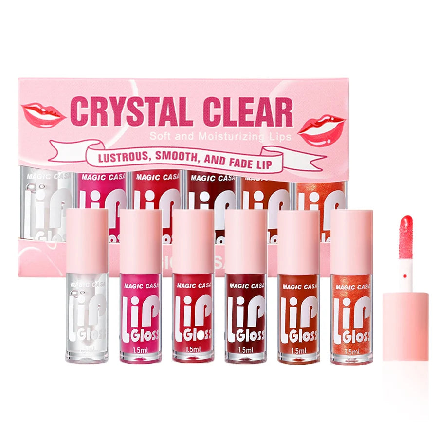 MAGIC CASA 6 pçs/set Gel Hidratante Lip Oil Hidratante de longa duração suave e cintilante Líquido Hidratante Labial