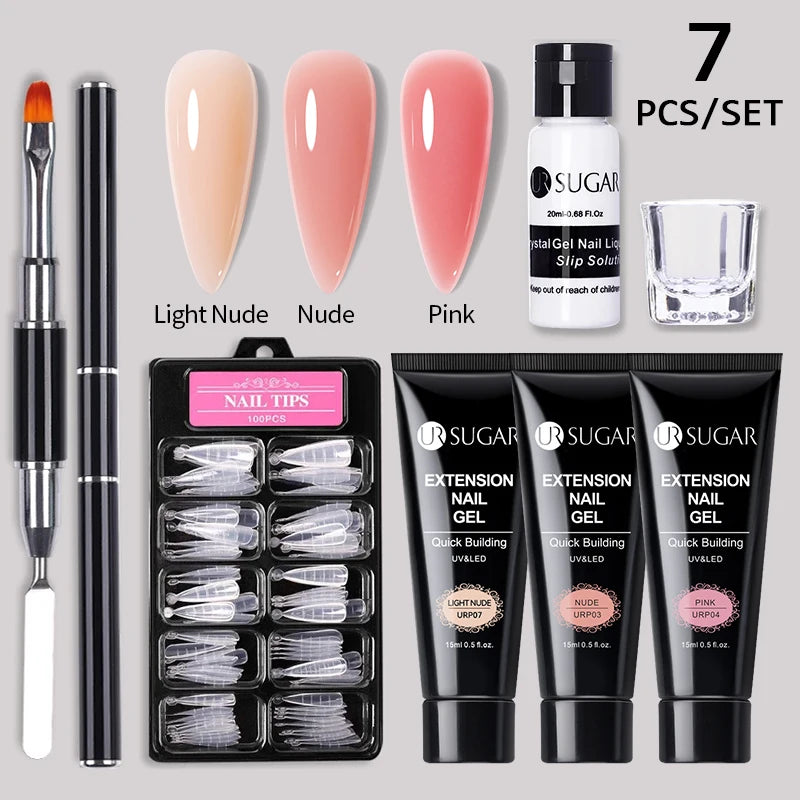 UR SUGAR Acrílico UV Gel Extensão Unhas Gel Kit Nude Glitter Cor Gel Construção Rápida Esmalte Tudo Para Manicure Nail Art Design