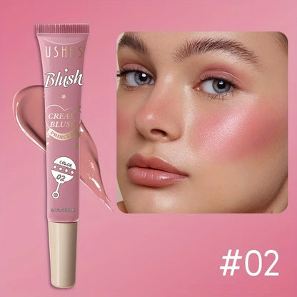 Ushas blush líquido de longa duração, 4 cores, contorno facial, leve, macio, multiuso, creme, blush, à prova de água, bastão de blush facial