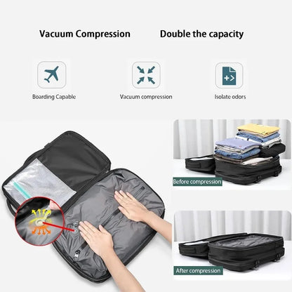 Mochila multifuncional para homens, grande capacidade, armazenamento a vácuo, viagem de negócios, mochila de pano oxford à prova de água