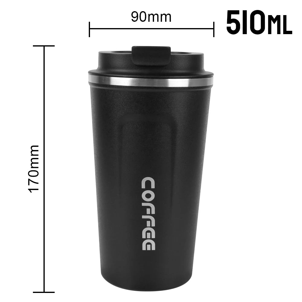 Caneca térmica para carro Thermo Cafe Coffee Mug 380/510ML à prova de vazamentos Copo térmico de viagem para chá, água, café, aço inoxidável duplo