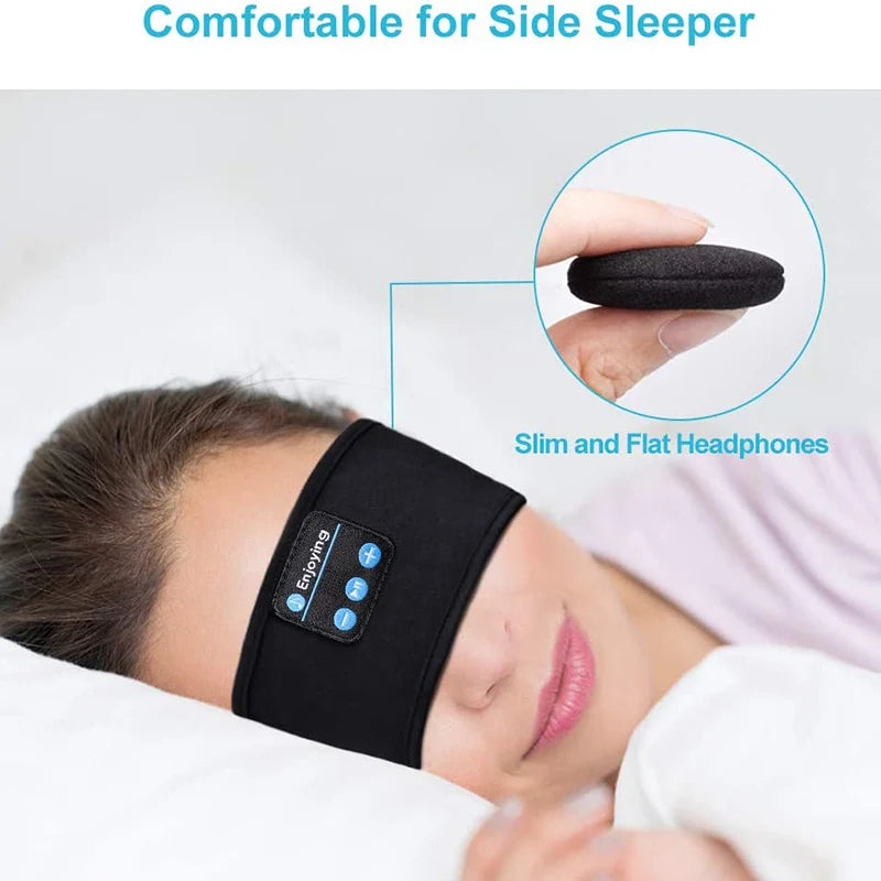 Fones de ouvido sem fio Bluetooth Headband para dormir Fone de ouvido esportivo Música Chapéu com alto-falantes estéreo HD finos Máscara para os olhos