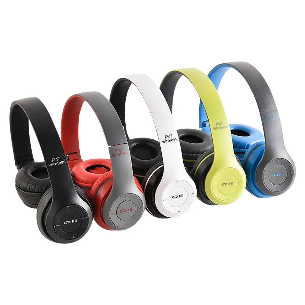 Fone de ouvido estéreo P47 5.0 Bluetooth Fone de ouvido dobrável Série sem fio Esportes Jogo Fone de ouvido para iPhone XiaoMi