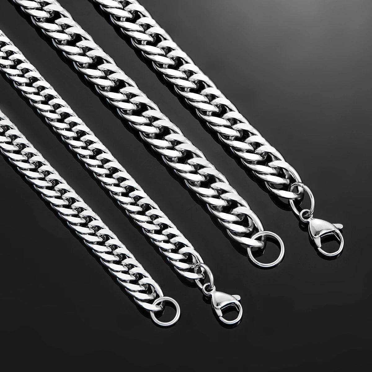 4,8 mm/5,8 mm/6,6 mm/7,5 mm/9,2 mm Aço inoxidável Cubano Link Chains Classic Men Boy Curb Chunky Colar 14 a 30 polegadas