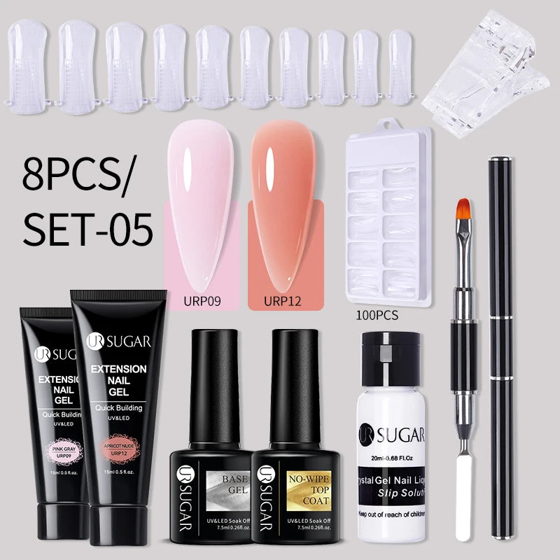 UR SUGAR Acrílico UV Gel Extensão Unhas Gel Kit Nude Glitter Cor Gel Construção Rápida Esmalte Tudo Para Manicure Nail Art Design