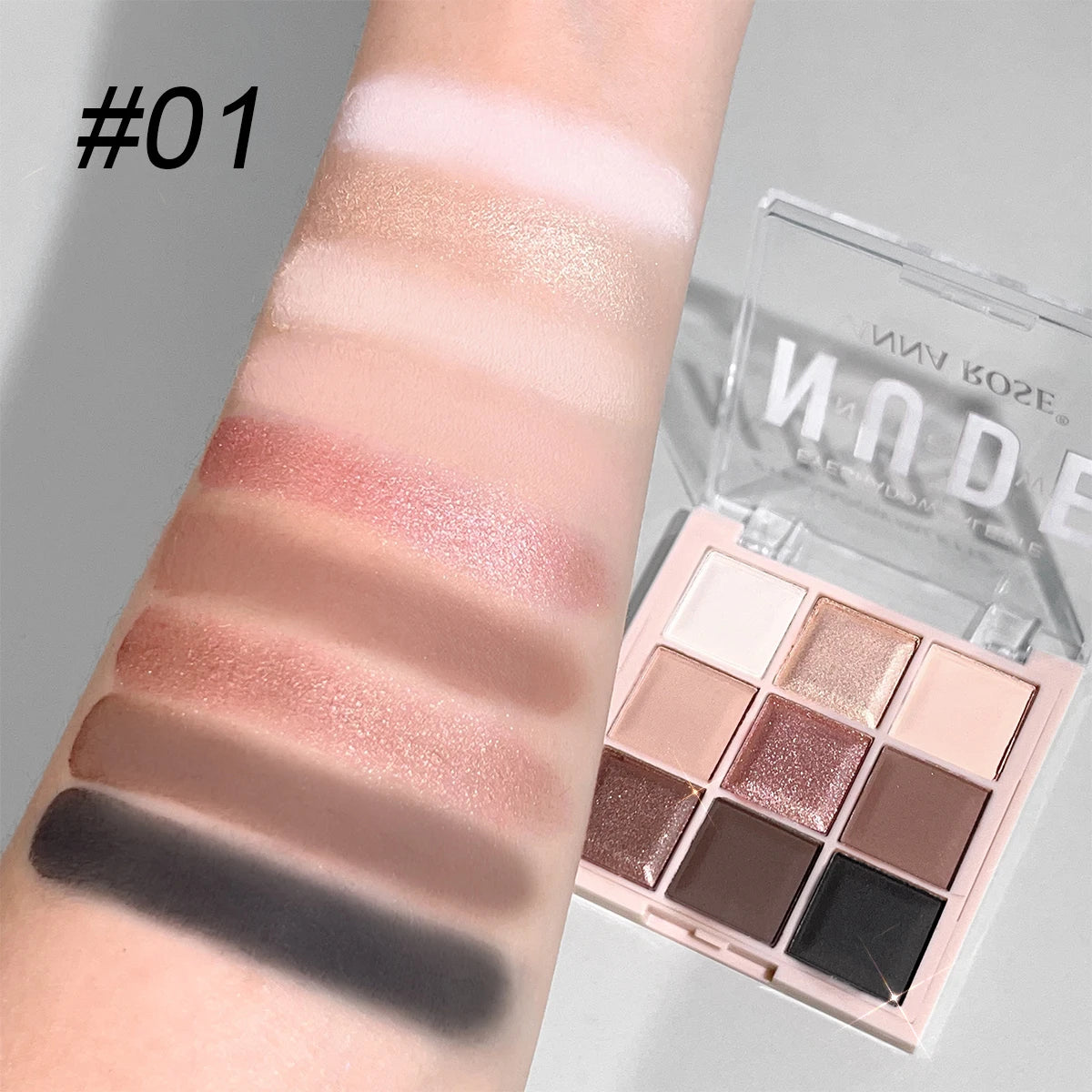 Paleta de sombras de 9 cores com glitter fino, shimmer, matte, milk tea; Mini, u