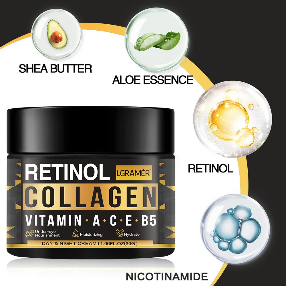 Creme facial de colágeno retinol masculino, hidratante para cuidados com a pele, hidratante, hidratante, rugas suaves, firmador, rosto, cuidados com a pele ♡ DIA DO PAI ♡