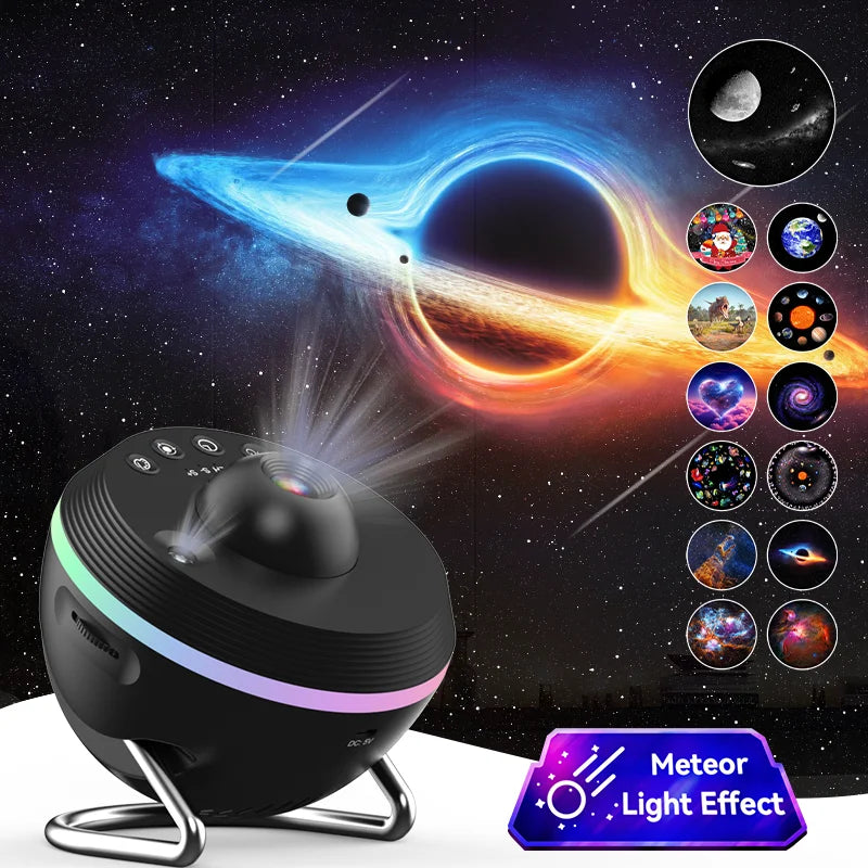 Projetor 12 em 1 Galaxy Star com Meteor Ultra Clear Night Light Lamp Rotary Space Ball Planetário Projetor Luzes para Crianças