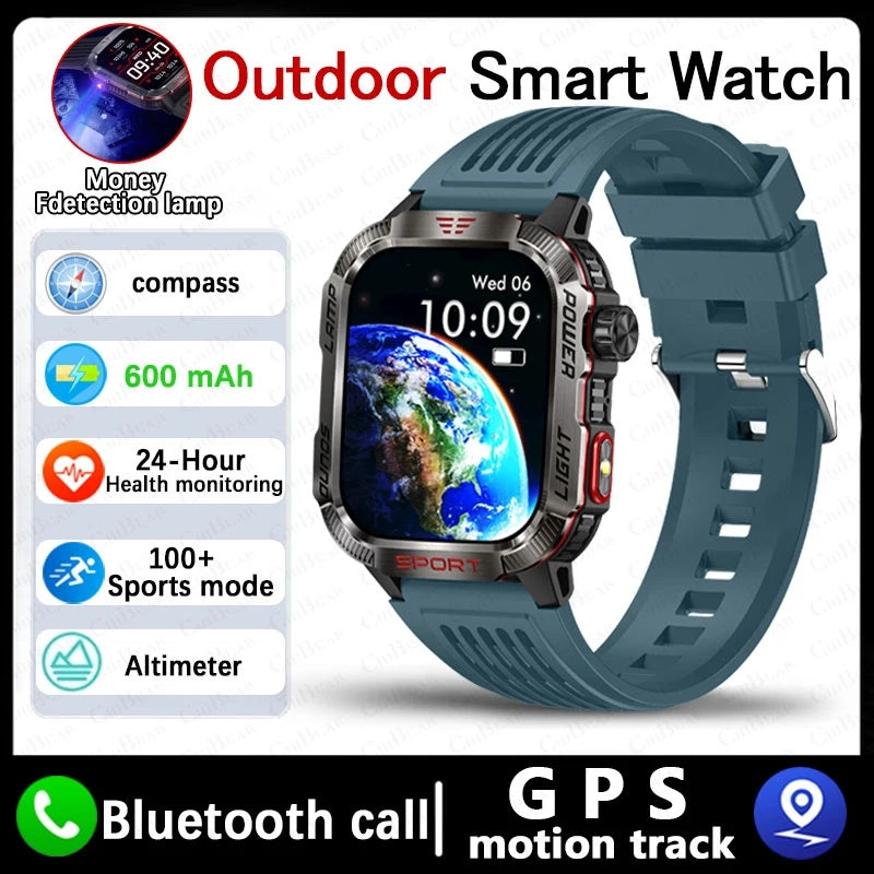 Novo para Huawei Xiaomi Militar GPS Smart Watch Homens Lanterna Bússola À Prova D'Água Esporte Ao Ar Livre Rastreador Bluetooth Chamada Smartwatch