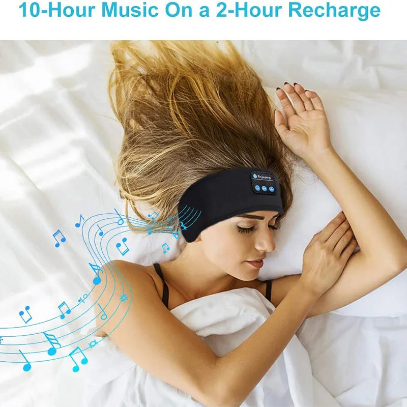 Fones de ouvido sem fio Bluetooth Headband para dormir Fone de ouvido esportivo Música Chapéu com alto-falantes estéreo HD finos Máscara para os olhos