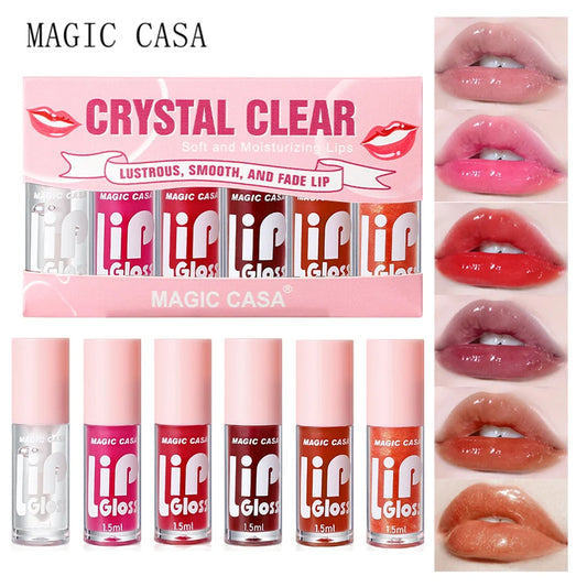 MAGIC CASA 6 pçs/set Gel Hidratante Lip Oil Hidratante de longa duração suave e cintilante Líquido Hidratante Labial