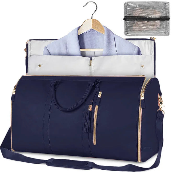 Mala de grande capacidade de couro dobrável viagem crossbody um ombro esportes e saco de fitness portátil roupas bagagem saco terno