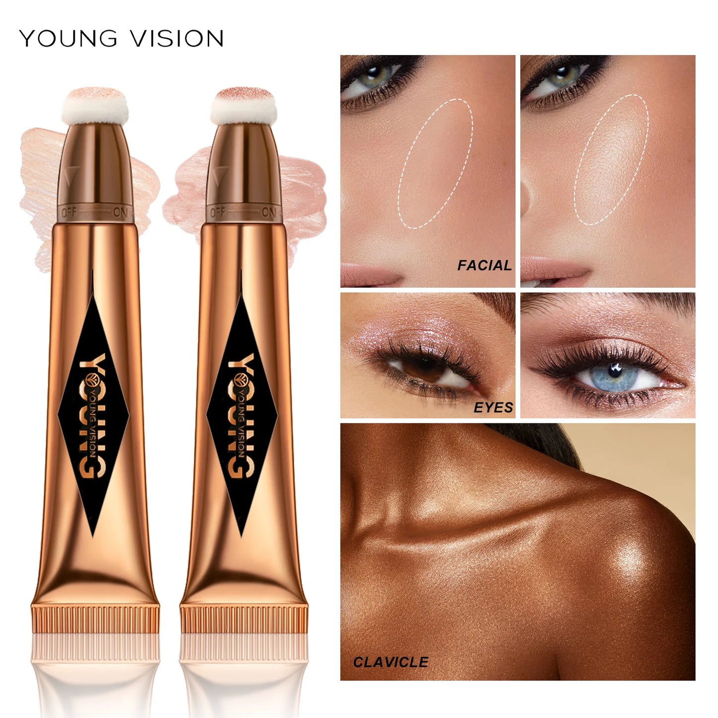 Almofada de ar YOUNG VISION, blush em pó, bastão de alto brilho, líquido de maquiagem, rouge, 6 cores opcionais