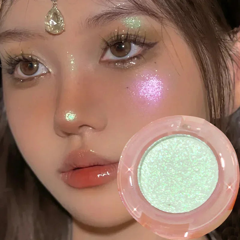 Paleta de sombras monocromáticas com glitter diamante, descoloração, iluminador, lantejoulas, à prova d'água, pigmentos de maquiagem duradoura para os olhos