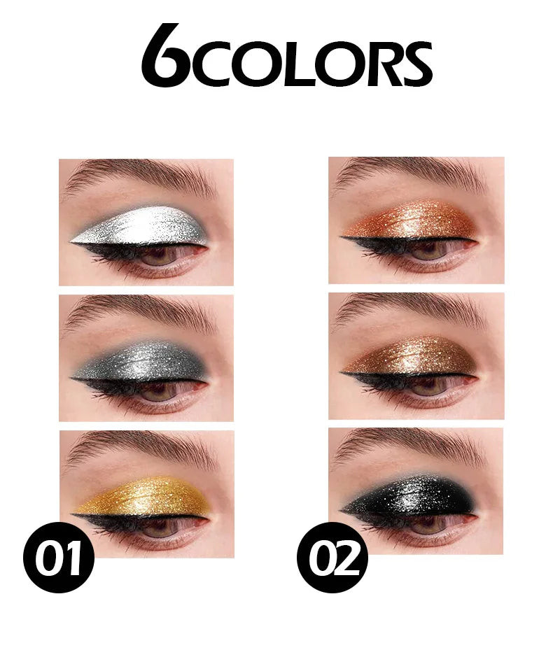 Fit Colors 3 Seções Olho Esfumaçado Água Sombra Diamante Líquido Pérola Shimmer Sombra Líquido Lip Dye